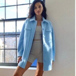 Aritzia Wilfred free light blue Ganna jacket Shacket top size small oversized
